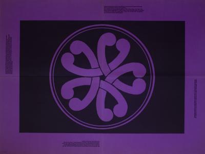 Posters depicts: Abstract circular object on purple paper