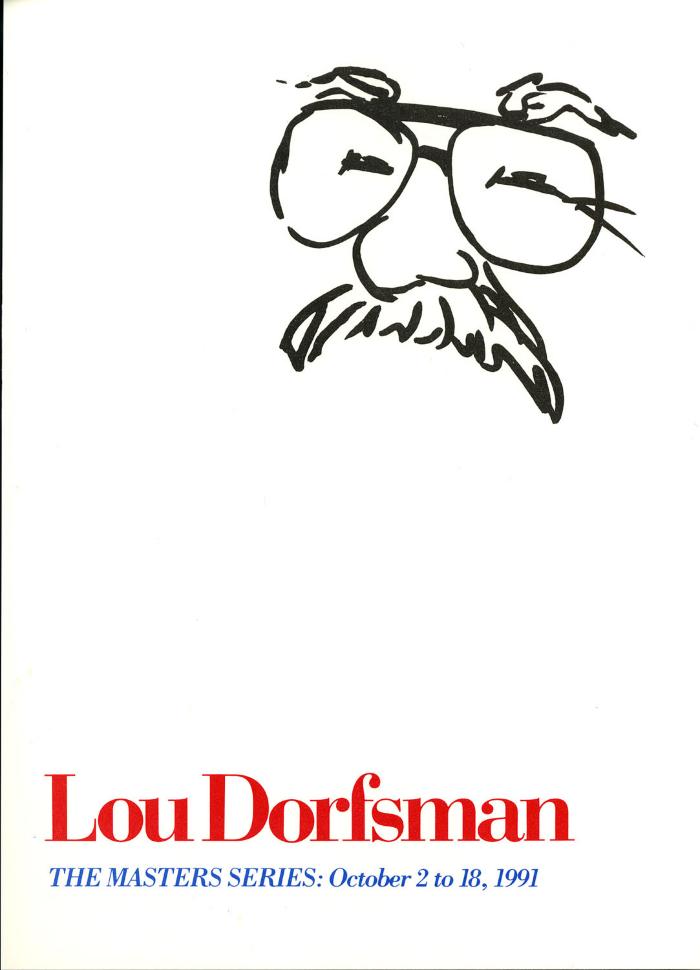 Announcements and invitations depicts: simple portrait of dorfsman above exhibition details