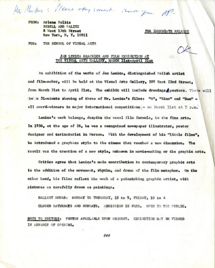 Press Releases depicts: typed press release