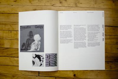 Booklet/Brochure depicts: Magazine spread with three images, one of a baby, one of a skier, and one of type
