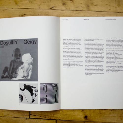 Booklet/Brochure depicts: Magazine spread with three images, one of a baby, one of a skier, and one of type