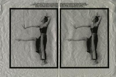 Posters depicts: Silver paper with 2 identical photographs of a woman dancer extending one leg