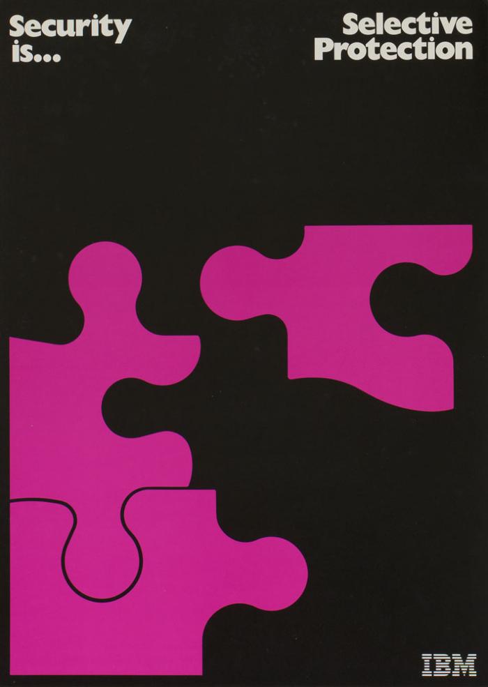 Posters depicts: Minimalist illustration of three purple puzzle pieces, one in unattached 