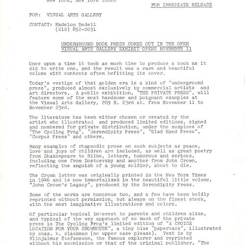 Press Releases depicts: typed press release