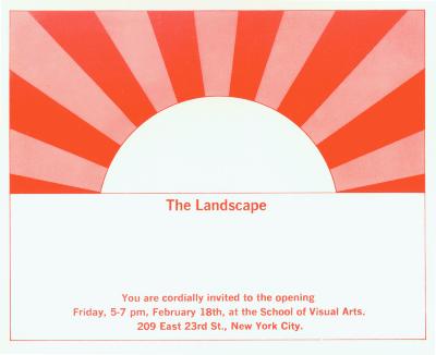 Announcements and invitations depicts: A simple representation of a sunrise/sunset with title and opening information below