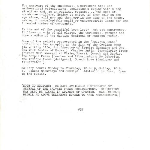Press Releases depicts: typed press release