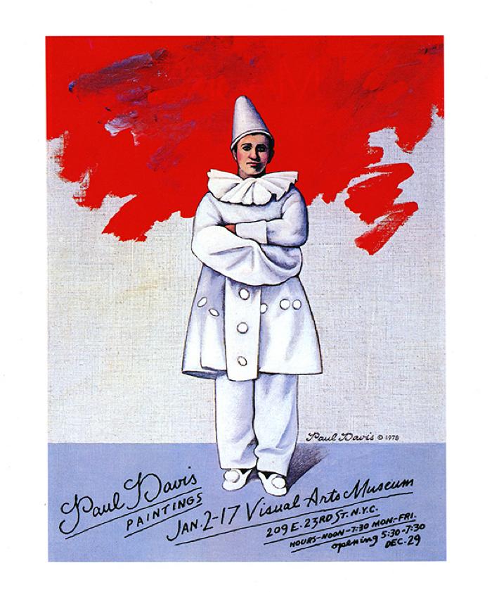 Posters depicts: Clown in white in front of red painted wall