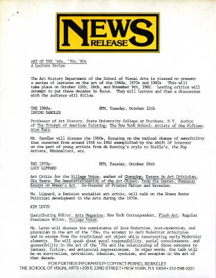 Press Releases depicts: typed press release, page 1