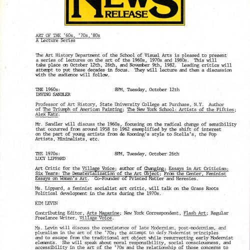 Press Releases depicts: typed press release, page 1