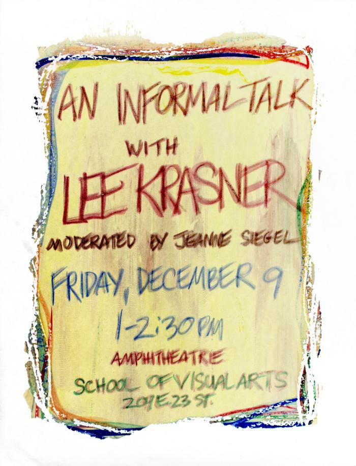 Posters depicts: hand written information about the event on a yellow background