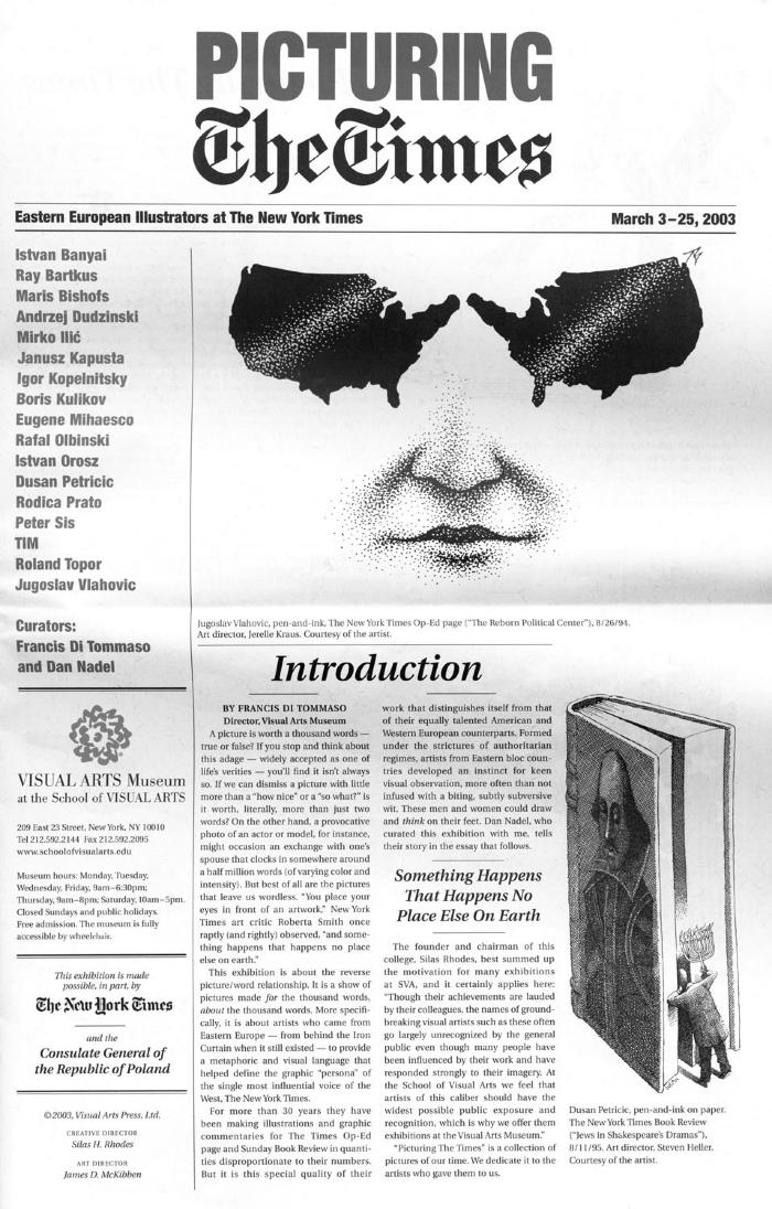 Exhibition Catalogues depicts: Front page of catalogue, formatted like a newspaper