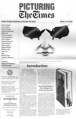 Exhibition Catalogues depicts: Front page of catalogue, formatted like a newspaper