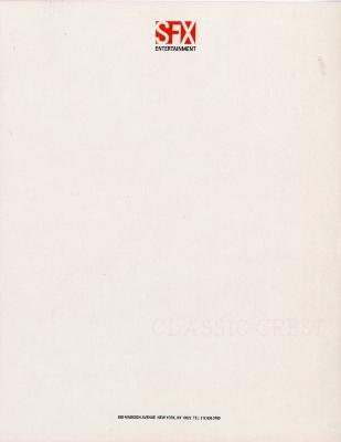 Letterheads/Stationery depicts: "SFX" cut into a rectangle with "ENTERTAINMENT" underneath. 
