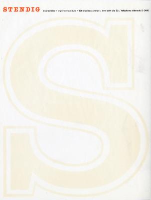 Letterheads/Stationery depicts: Large bold serif "S" with an outer outline.