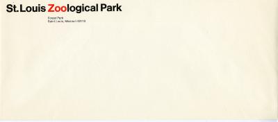 Letterheads/Stationery depicts: "St. Louis Zoological Park" oriented to the top left and it's address underneath. "Zoo" is in red text. 