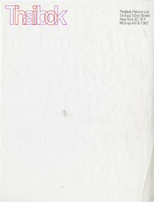 Letterheads/Stationery depicts: "Thaibok" in outlined overlapping letters. 