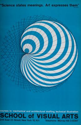 Posters depicts: An abstract geometric design on a blue backround beneath title