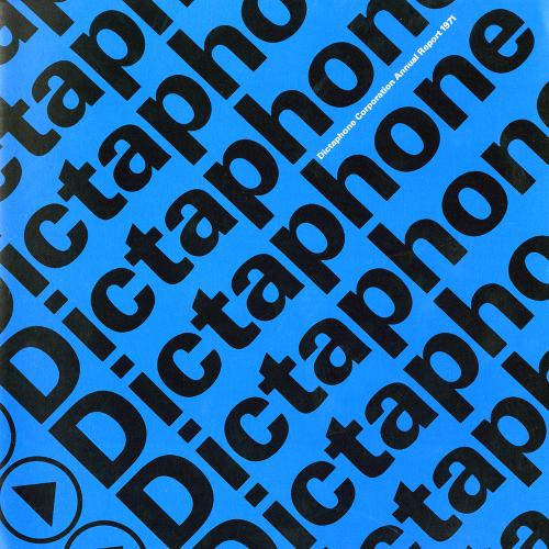 Annual Reports and Corporate Communications depicts: "Dictaphone" with a play button next to the D repeating towards the bottom right. 