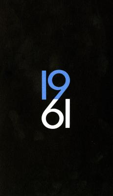 Calendars depicts: "19" in blue stacked on top of "61" in white, the ends of the 9 and 6 connect 