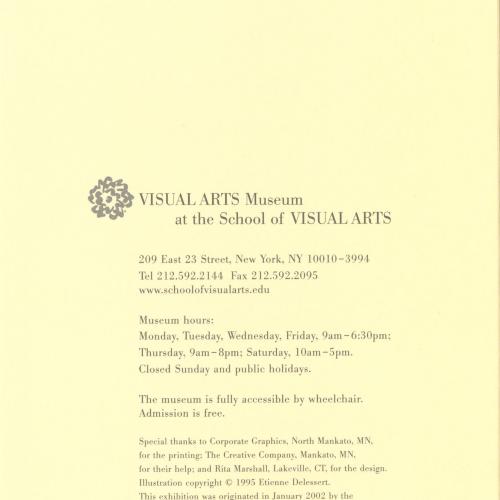 Announcements and invitations depicts: Exhibition announcement back