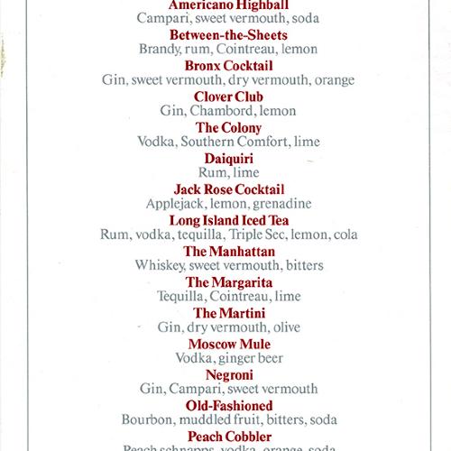Menus depicts: Rainbow Room drink menu. 