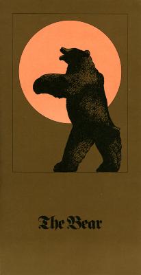 Menus depicts: Bear standing up while growling on top of a large bright circle. 