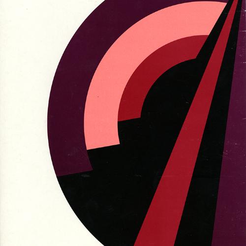 Menus depicts: Purple, pink and red rainbow curving in a circle being stabbed and interrupted by a large black and red spike.