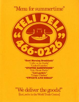 Menus depicts: Old telephone with a mouth and licking its lips. Phone number encircles it. 