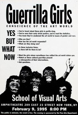 Posters depicts: group of 5 people with gorilla masks 