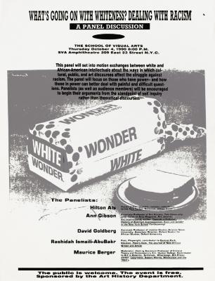 Posters depicts: black and white photograph of a loaf of Wonder bread and a sandwich with event information overlaid in black text