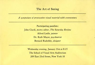 Announcements and invitations depicts: text only symposium invitation