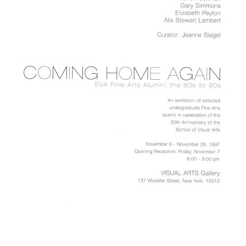 Bulletins and catalogs depicts: Title page of catalog with curator, participating artists, and exhibition details