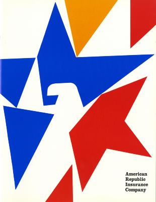 Booklet/Brochure depicts: Various cut outs from a star shape. One piece mimics a cartoon bald eagle side profile. 