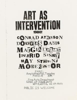 Posters depicts: Title of talk and names of participants in cut out letters, like a ransom note