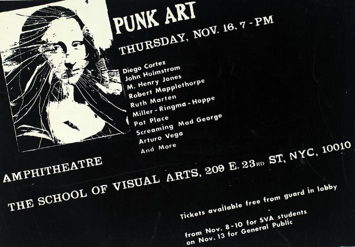 Posters depicts: black and white silkscreen, shattered-glass picture of the Mona Lisa, with title and event information