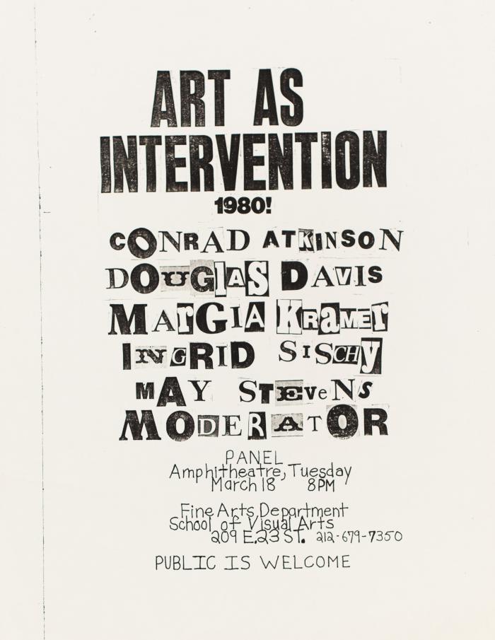 Posters depicts: Title of talk and names of participants in cut out letters, like a ransom note