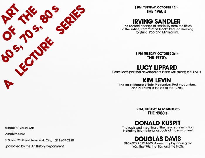 Posters depicts: Title in red at top left corner, the information on three events on the right