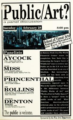 Posters, Prints depicts: New York City scape and text about event