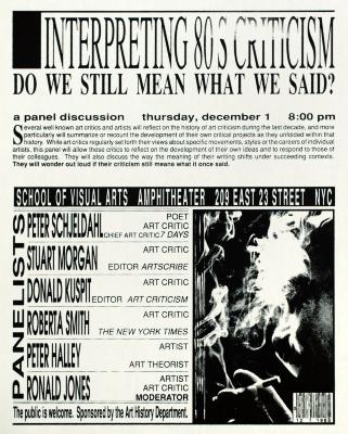 Posters depicts: black text, describing event and participants, on white paper