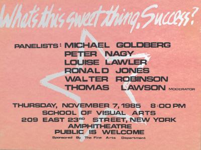 Posters depicts: pink paper with a silver star and the title in silver with information on event printed over top in black