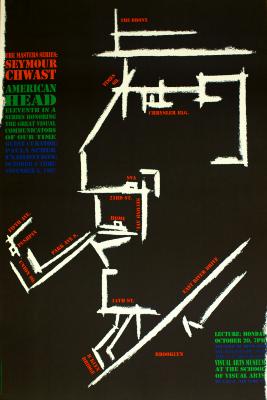Posters depicts: Poster with rectilinear drawing of Chwast in profile