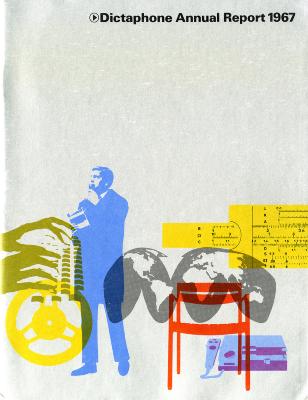 Annual Reports and Corporate Communications depicts: Silhouettes of a man, map of the world, and other various objects in different overlaying colors.