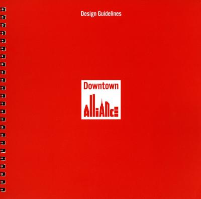Graphic Standards Manuals, Logos and identities depicts: "Alliance" comprised of letters that look like various city buildings inside a small square.