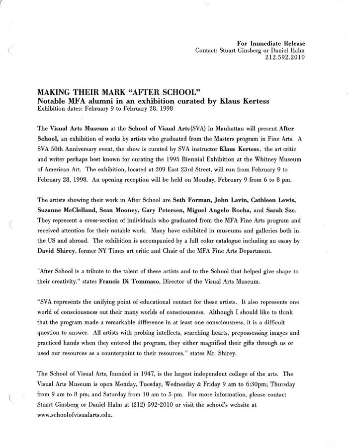 Press Releases depicts: typed press release