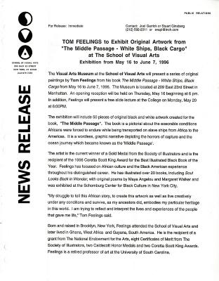 Press Releases depicts: typed press release on School of Visual Arts letterhead