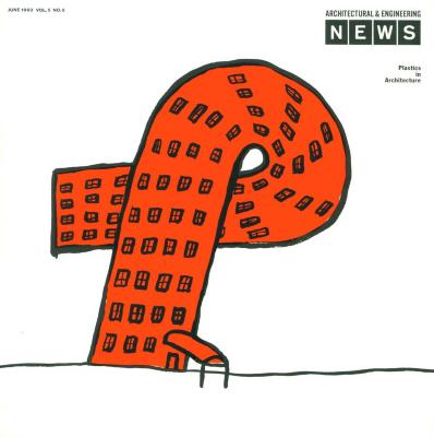 Serial Publications depicts: Red cartoon skyscraper curved around in on itself 