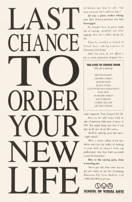 Advertisements depicts: "Last chance to order your new life" next to a block of text 