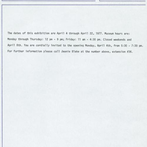 Press Releases depicts: Typewritten description of exhibition
