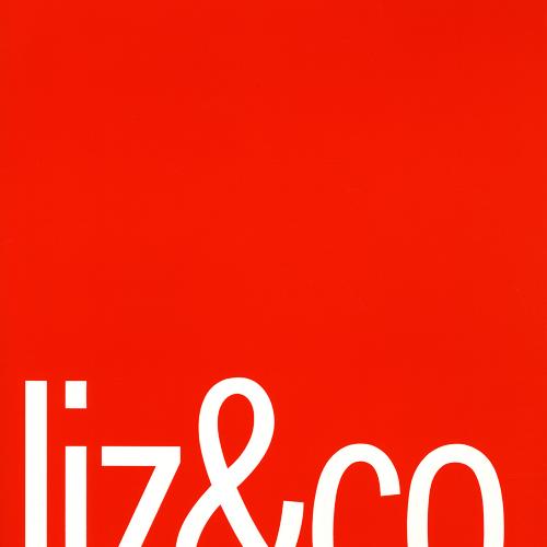 Announcements and invitations depicts: Bright red background with "liz&co." on the bottom.