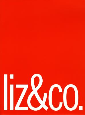 Announcements and invitations depicts: Bright red background with "liz&co." on the bottom.